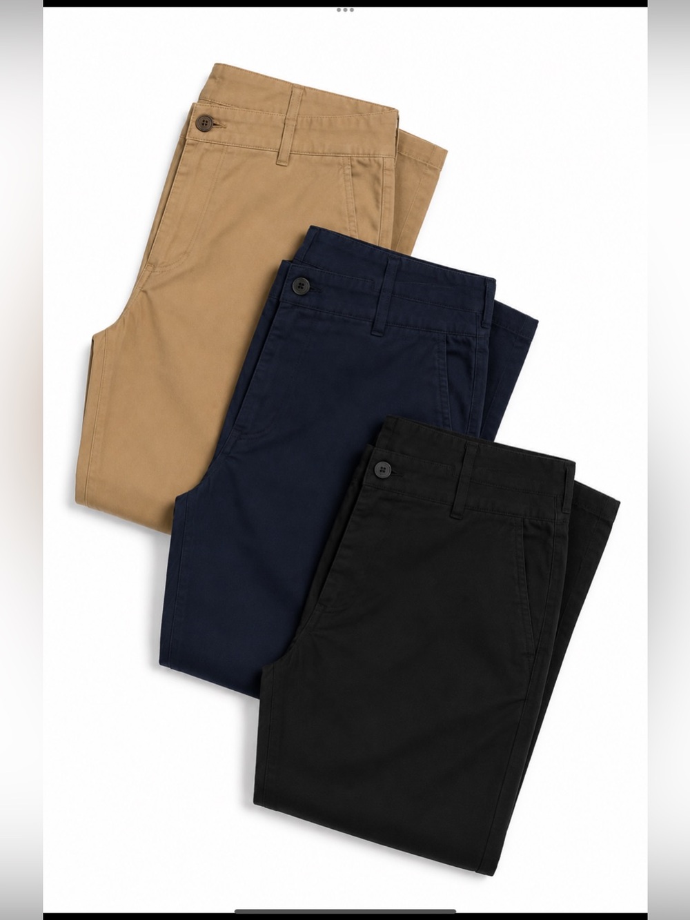 (3) Pair- Dockers Athletic Fit Chino Pants - Black, Navy & Tan